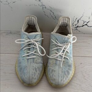 Men’s Adidas Yeezy Boost Light Blue and Cream Sneakers